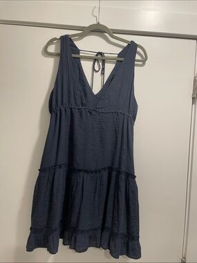 Wishlist Apparel Navy V-Neck Tiered Summer mini Dress large